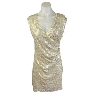 She + Sky Cream Sequin Mini Dress